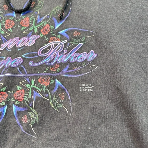 VTG y2k 100% Hardcore Biker Hoodie Sz XL Faded Worn Painted Floral Reno NV